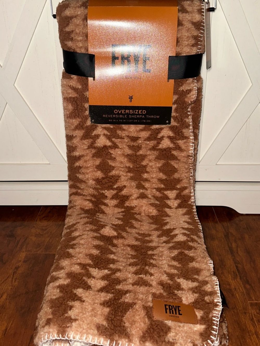 Frye Reversible Tribal Print Sherpa Oversized Throw Blanket